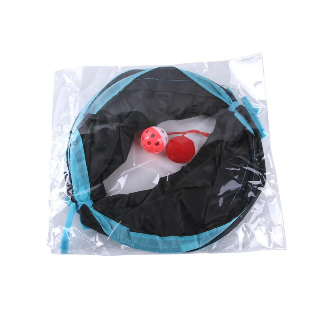Túnel Dobrável para Gatos com Brinquedos Interativos