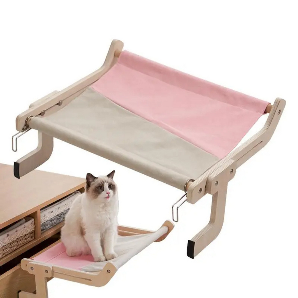 Cama Suspensa Rede Para Gatos -  Montagem em Madeira