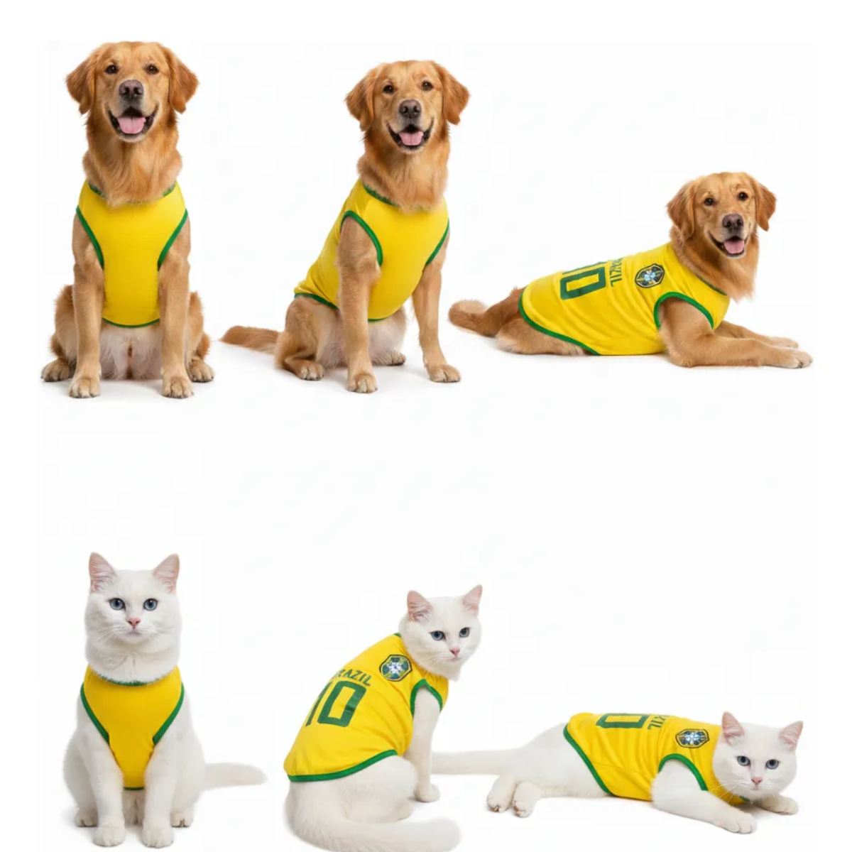 Roupinha Copa do Mundo Brasil - TorcidaPet™ com Número para Pets