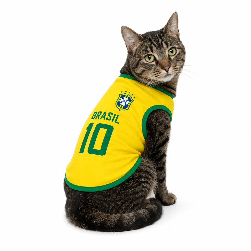 Roupinha Copa do Mundo Brasil - TorcidaPet™ com Número para Pets