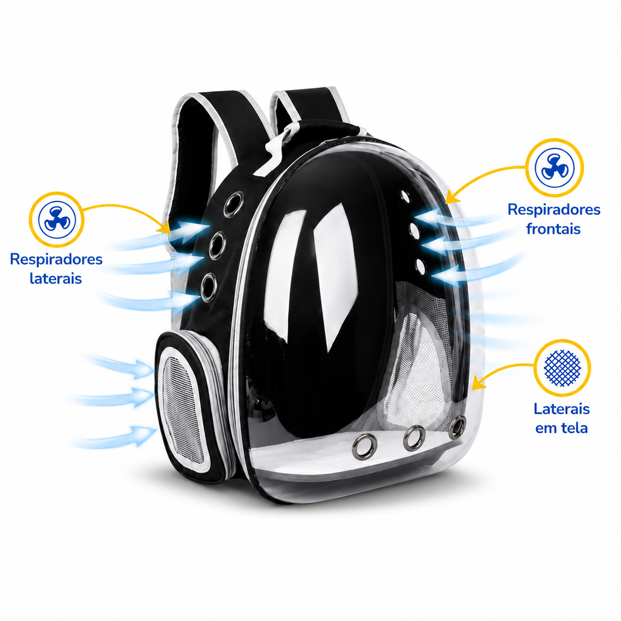 Mochila de Transporte Pet Visão Panorâmica Astronauta para Cachorro e Gato