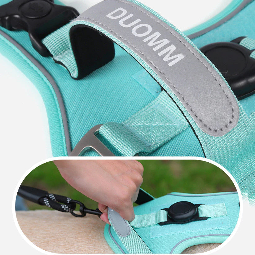 Peitoral Refletivo Ajustável para Cães com Suporte para AirTag – Confortável e Seguro