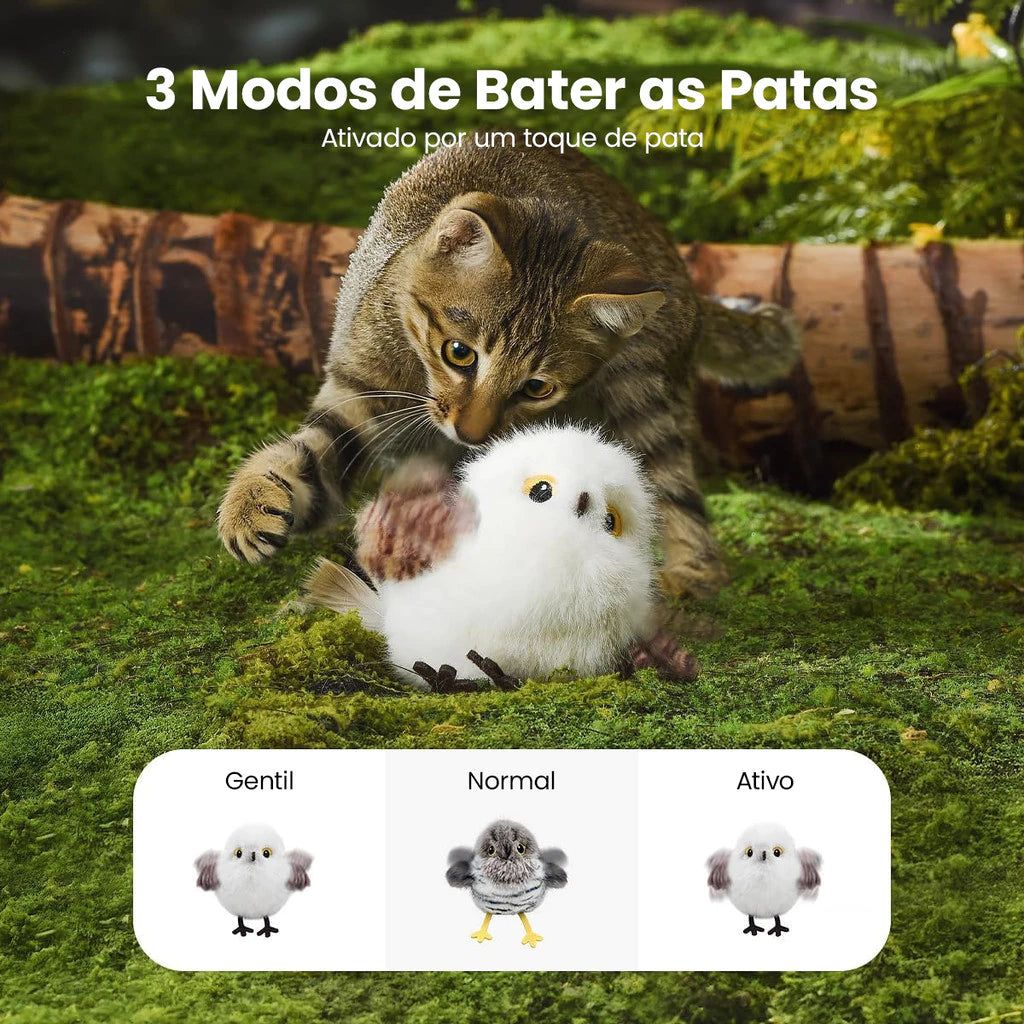 Brinquedo Interativo Pássaro para Gatos com Sensor de Toque, Som e Movimento – NewPet
