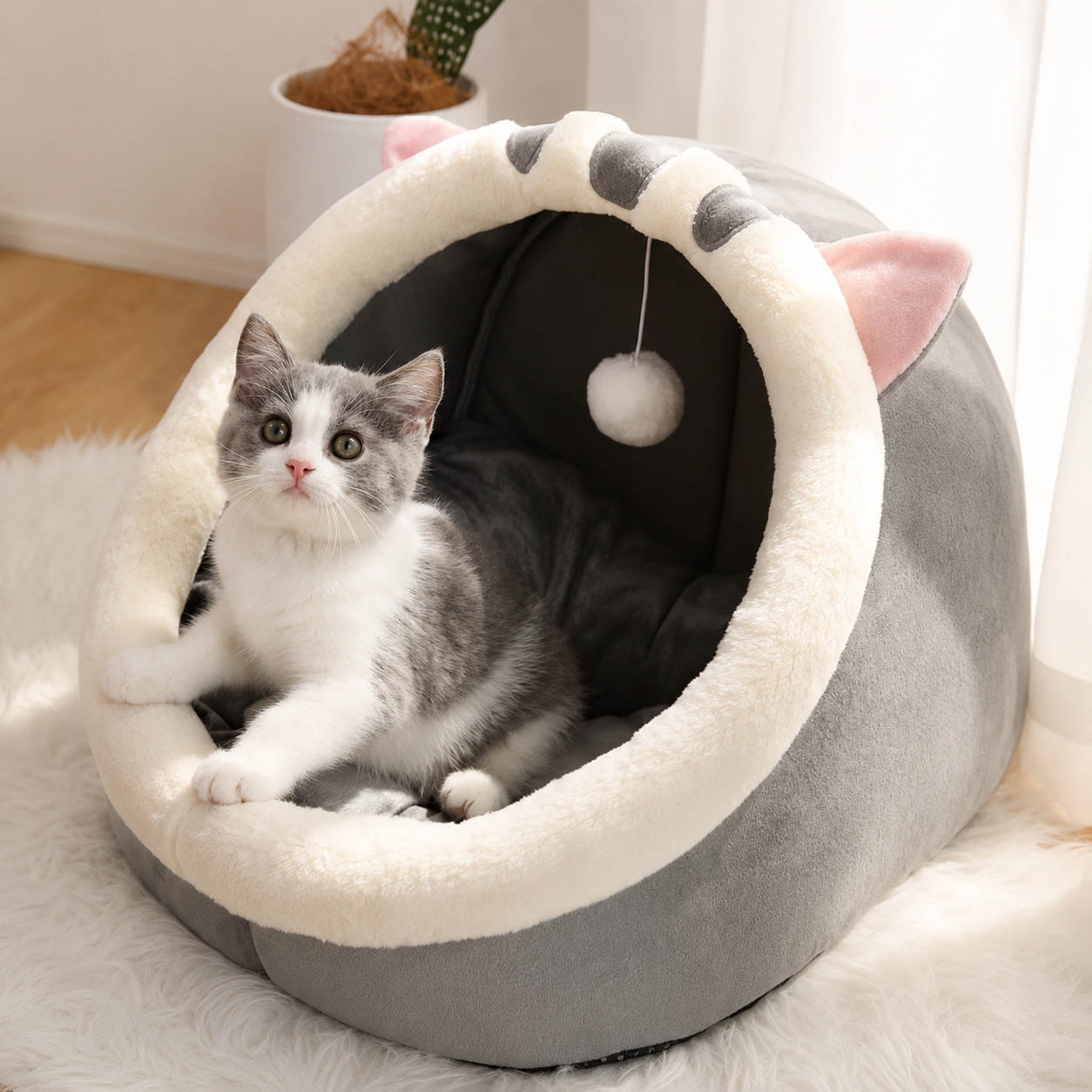 Cama Toca Ursinho para Gatos em Pelúcia
